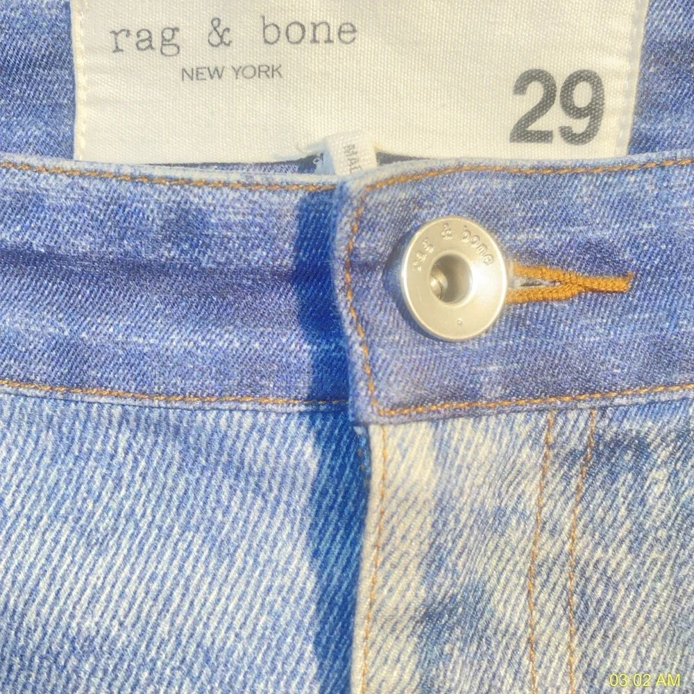 Rag & Bone Size 29 Two-Tone Patchwork‎ Jeans High Rise Slim Ankle  Cate Style